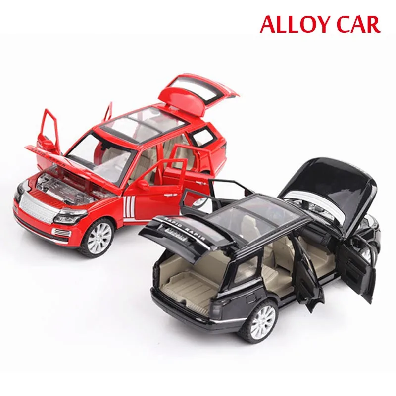 

Hot Range Rover 1:24 alloy car model aluminum alloy toy car decorative ornaments sound and light door to open back toys gifts