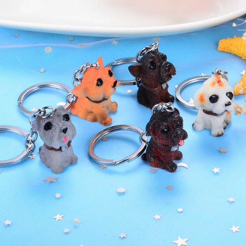 

Lovely Resin Scarf Mini Dog loKey Locksmith Chain Key Ring Key Holder Fashion Jewelry Lover Friends Gift Bag Charms Keychains