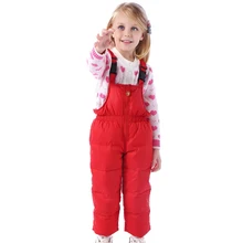 Новые Зимние Детские Пуховые штаны детские лыжные штаны для улицы теплые спортивные штаны с подкладкой белые пуховые брюки для мальчиков и девочек