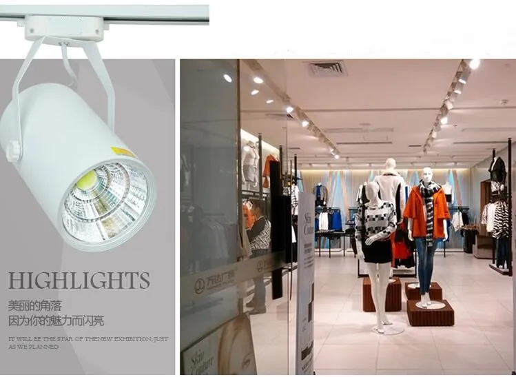 Luzes de Parede Comercial para Roupas Loja de Sapatos Levou Pista w Shell Preto Branco Holofotes Ac85265 v Cob Luz 30 3 COB LEVOU luz Pista 30 w shell