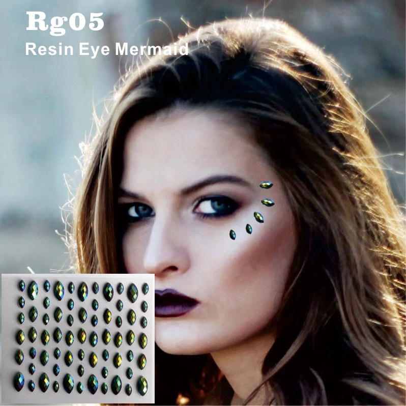 

RG05 Mermaid Green Shine Resin DIY Face and Eye Gem Jewel Sticker you can be shine with in fantasy costume, festival