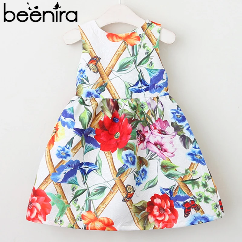 

Beenira 2019 Summer European And American Style Children Flower Pattern Short-Sleeve Princess Dress Girls Clothes Dresses
