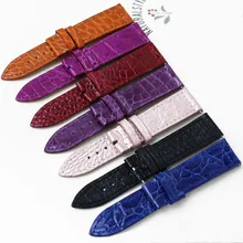 Pesno Colorful Black/Pink/Rosy/Red Wine/Blue/Purple Alligator Leather Watch Band Round Grain Watch Strap for FM LONG ISLAND