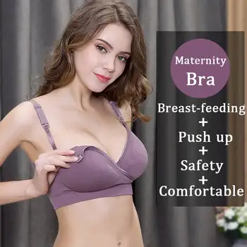 

2019 Women Sexy Lingerie Deep V Breathable Adjustable Straps Seamless Breast Feed Bra Cross Wire Free Push Up Pregnancy Bra