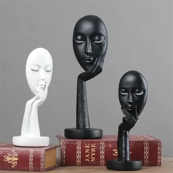 

Nordic Sculptures Decoration Thinking Lady Thinker Face Mask Statues Esculturas Decorativas Thinker Desk Display Art Crafts