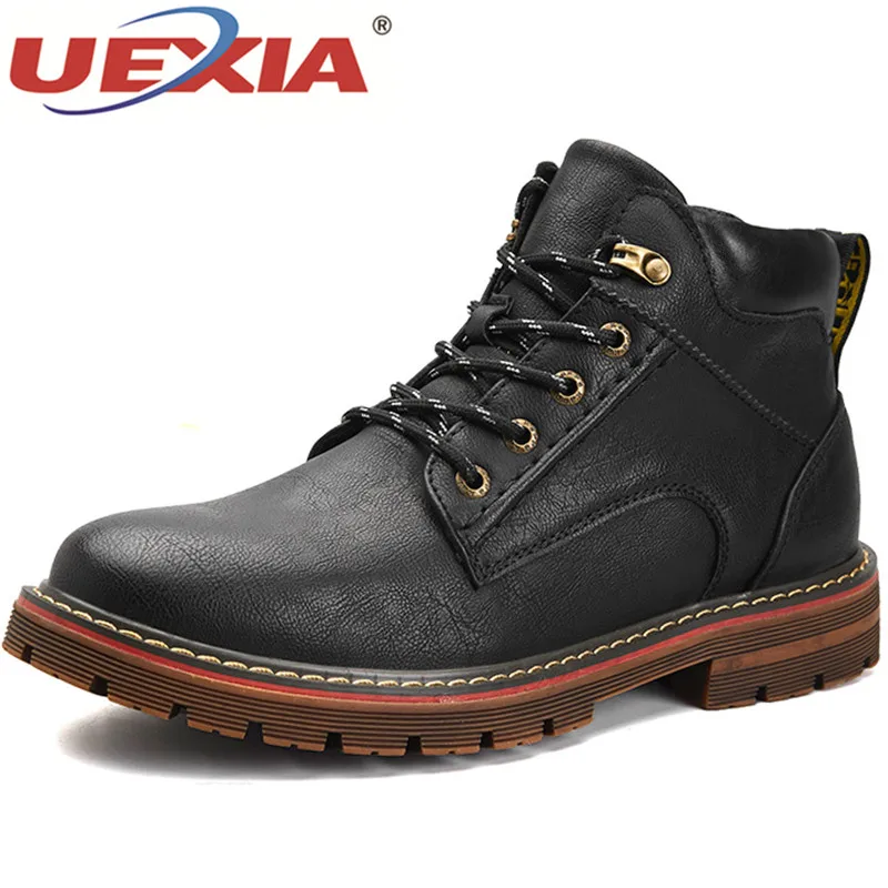 

UEXIA British Style Handmade Shoes Men Boots Leather Men Autumn Martin Boots Work Flats Winter Ankle Boots Footwear