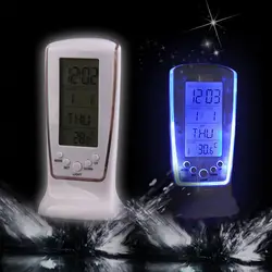 Цифровой ЖК-дисплей будильник, календарь, термометр Подсветка Многофункциональный Дисплей часы синий светодиодный Подсветка будильники