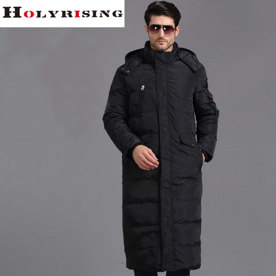Holyrising пуховик для мужчин, Зимняя Повседневная парка, утолщенные пальто, теплая куртка с гусиным пером, Мужская меховая парка, мужская длинная одежда 17690