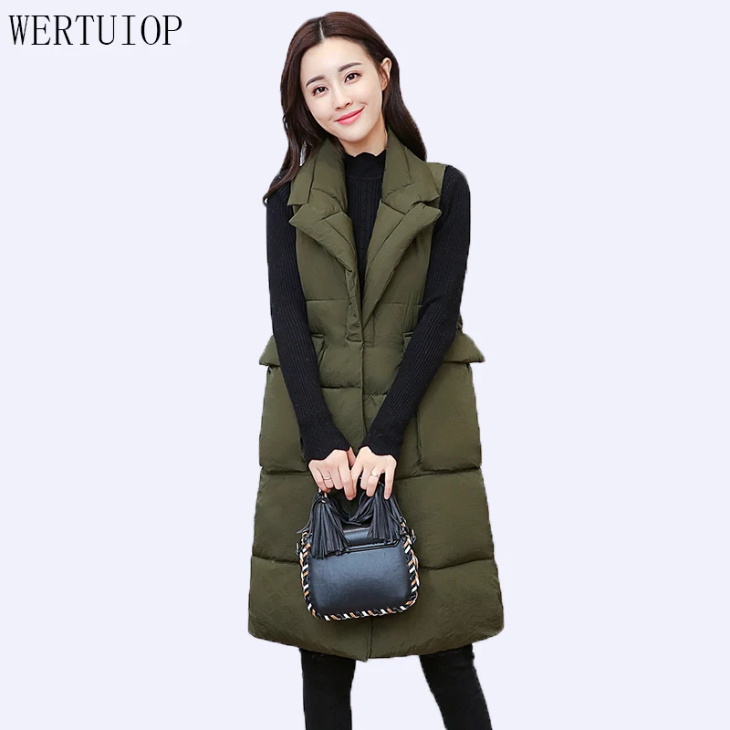 WERTUIOP 2019 New Women Coat Vest Long Loose Thick Warm Bread Service Autumn And Winter Parka Jacket Women Waistcoat Outerwear
