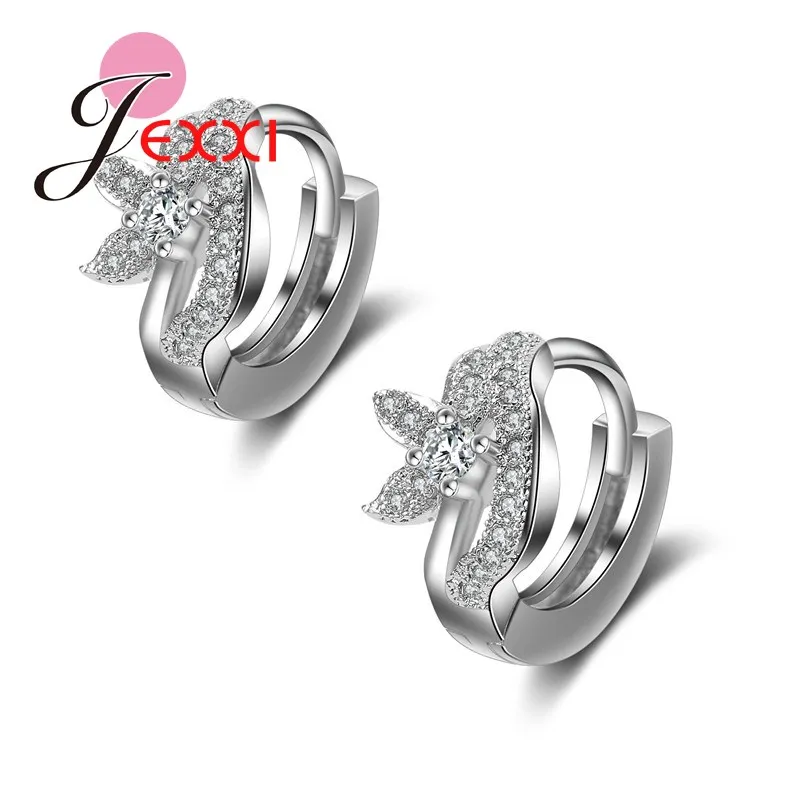 JEXXI Hot Selling Fashion Jewelry Silver font b Earrings b font For Women With Full Shiny