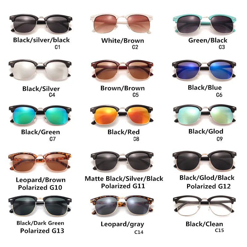 Classic Polarized Brand Designer Sunglasses Men Women Retro Sun Glasses Rivet Female Male Fashion Mirror Sunglass polarized sunglasses