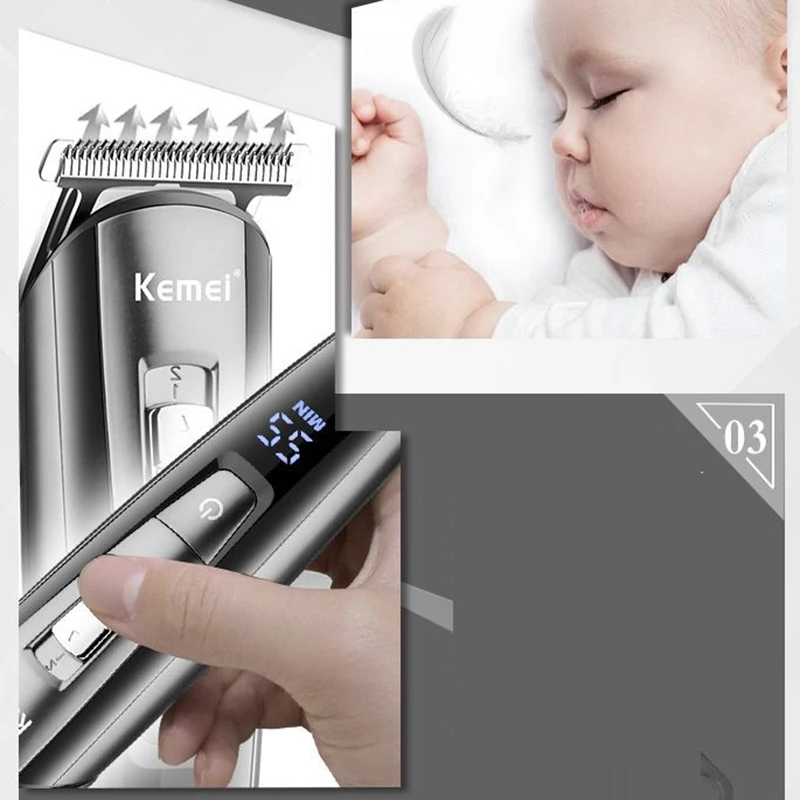 Kemei Km 1628 электрическая машинка для стрижки волос с ЖК дисплеем Дисплей