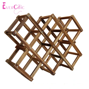 

Classical Wooden Red Wine Rack Beer Foldable 10 Bottle Holder Kitchen Bar Display Shelf Organizer Home Table Decor