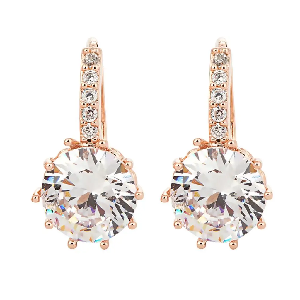 

2017 Women Cubic Zircon Earrings Charms Clear Crystal Earrings For Women Round Zircon Drop Earrings Jewelry Wholesale