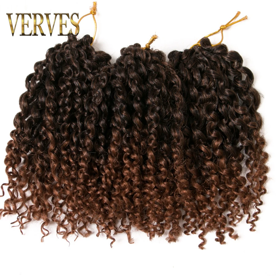 

VERVES brown crochet braids hair synthetic curly 9 piece 8 inch ombre braiding hair Crochet Hair Extensions 30g/piece