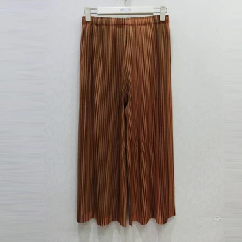 

Changpleat 2019 Spring New stripe basic Pleats Women Wide legged pants Miyak Pleated Fashion Elastic waist Female Pants Tide P09