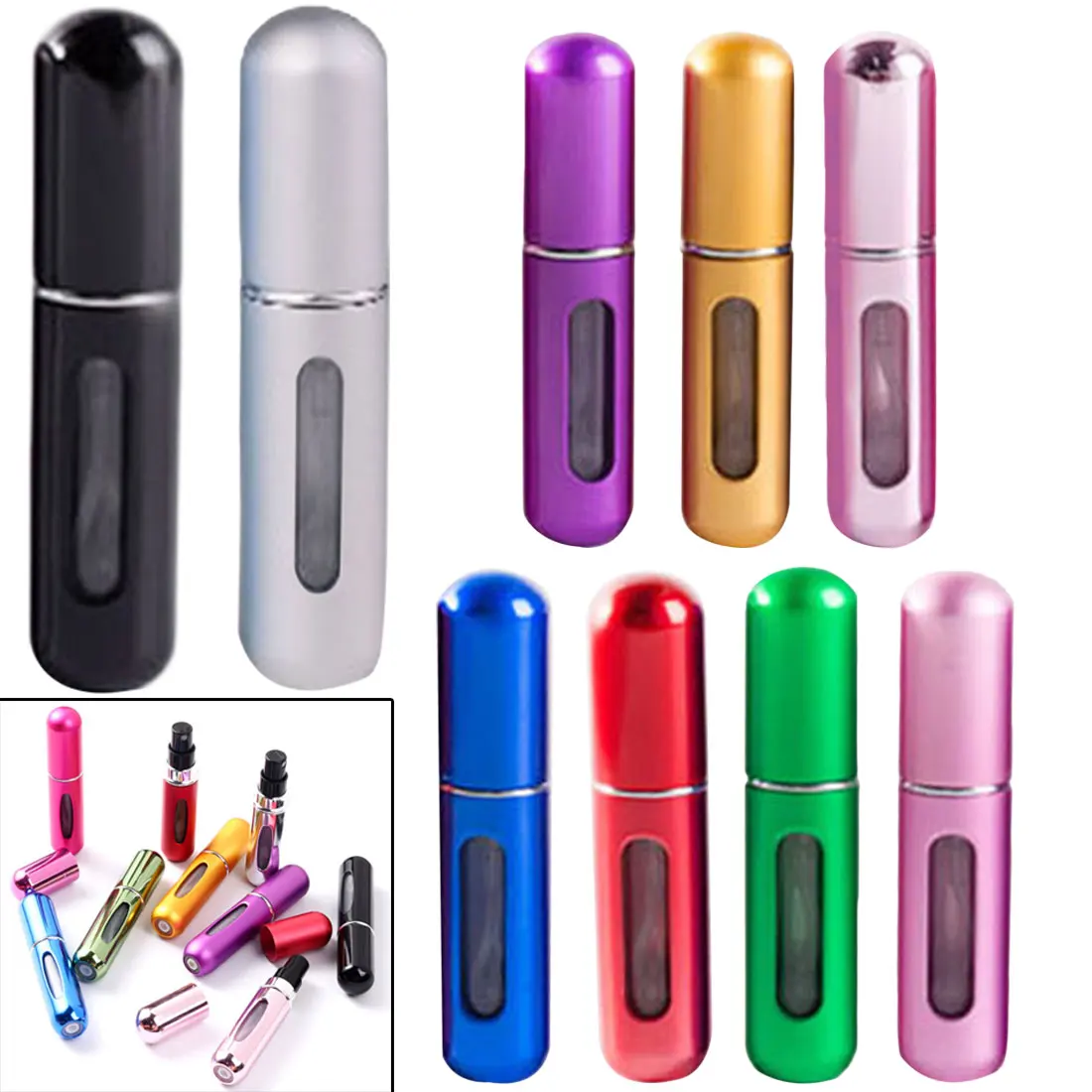 

Aluminum storage bottle perfume portable spray can be filled with perfume sub-bottle for traveler cosmetic jar mini empty