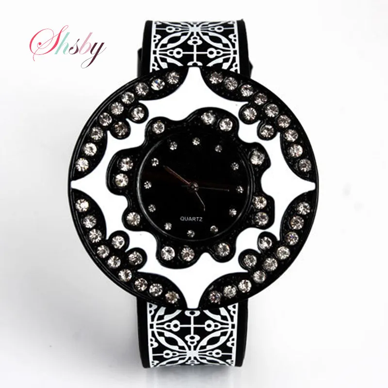 shsby Big dial Casual Watch font b Women b font font b Dress b font rhinestone