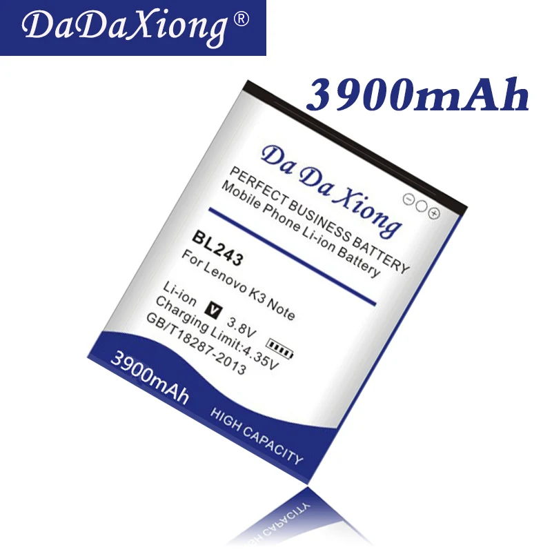 

Original Da Da Xiong high capacity 4350mAh BL243 Battery for Lenovo K3 Note K50-T5 A7000 A5500 A5600 A7600 Mobile phone Battery