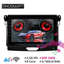 Sinosmart Android 8.1 Car GPS Navigation Radio for Ford Ranger everest 2din 2.5D IPS/QLED Screen