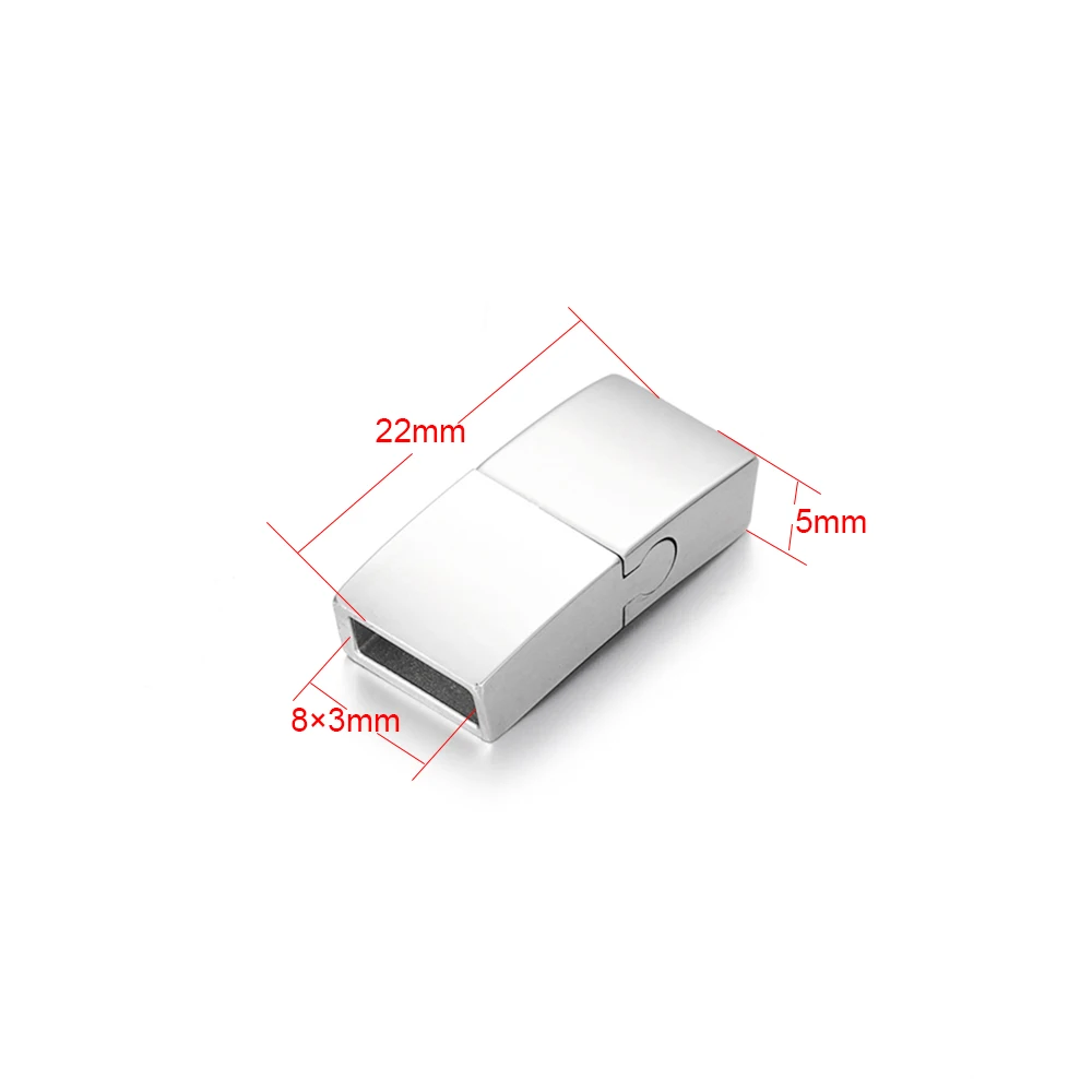 Hole 8x3mm Магнитная застежка из нержавеющей стали прямоугольное отверстие 8*3 мм 10*3 мм 12*3 мм 15*3 мм магнитные застежки для браслета Сделай Сам детали для изготовления ювелирных изделий - Цвет: Hole 8x3mm