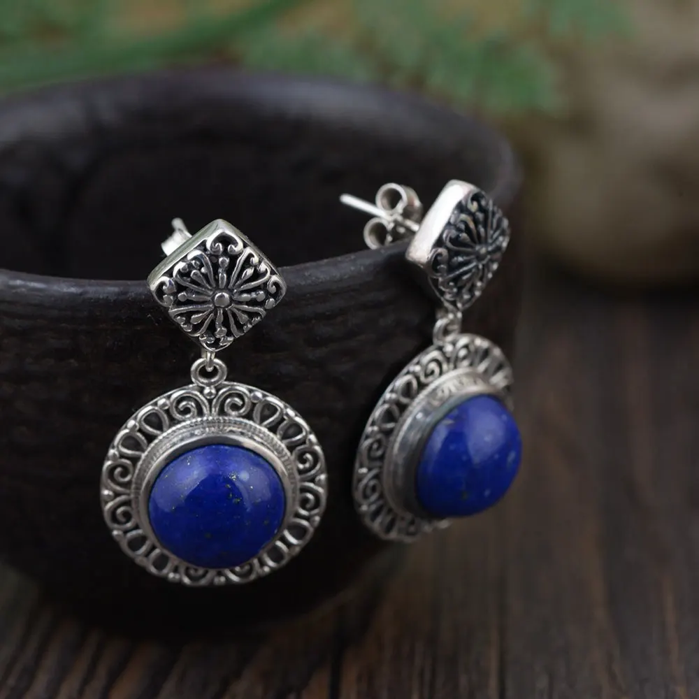 FNJ 925 Silver Cross Earrings for Women Jewelry Lapis Lazuli Blue Stone 100% S925 Sterling Silver boucle d'oreille Drop Earring FNJ 925 Silver Cross Earrings for Women Jewelry Lapis Lazuli Blue Stone 100% S925 Sterling Silver boucle d'oreille Drop Earring
