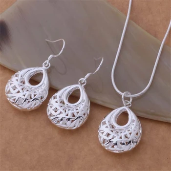 

AS324 Hot Sale Silver Color Jewelry Sets For Women Wholesale 925 Free Shipping Earring 398 + Necklace 693