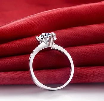 

test positive 1CT Brilliant Moissanite Diamond Women Wedding Ring Clarity VVS1 Sterling Silver Test Positive