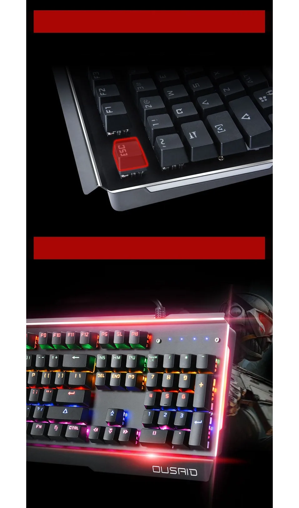 Игровая механическая клавиатура usb tastatur teclado gamer clavier klawiatura pc с подсветкой computador teclado mecanico mechanical
