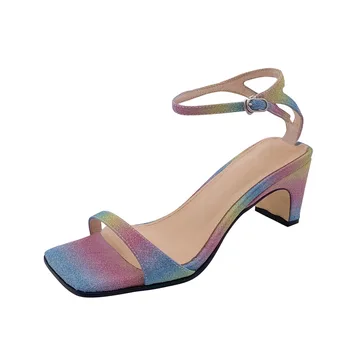 

2019 summer new single loop of a line with sandals white women fit and color patent leather simple ladies shoes
