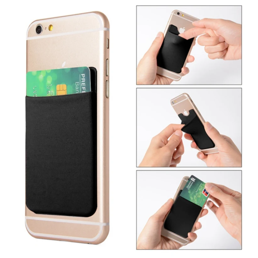 

9.9*5.5cm Women Fashion Adhesive Elastic Lycra Cell Phone Pocket Wallet Case Men ID Credit Card Holder Pocket Stick 2019