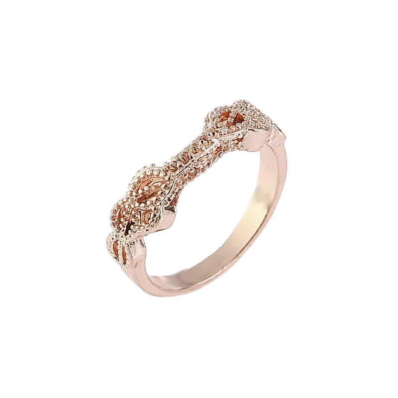 Crazy Feng Promise Couples Rose Gold Color Pairs Wedding Ring Set Engagement Double Finger Rings For Jewelry Gift
