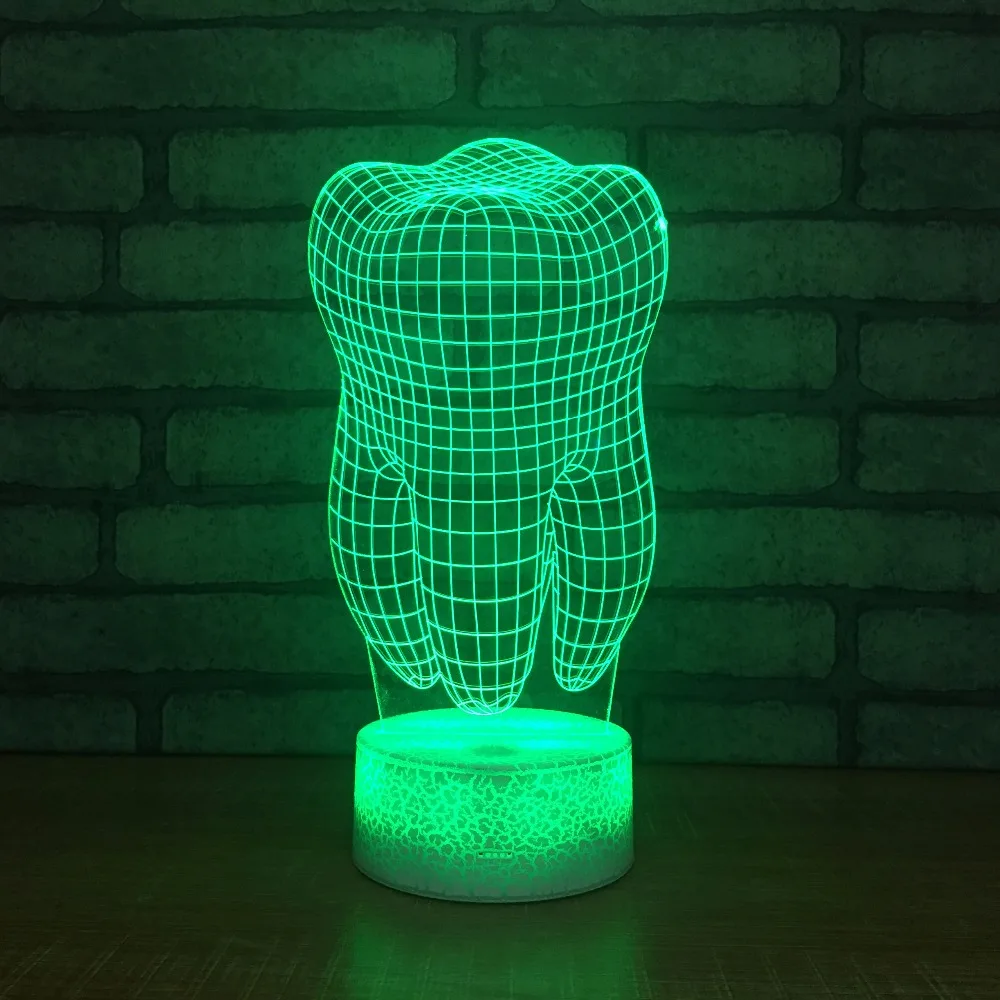 Креативная светодиодная 3D лампа с зубьями RGB Ночной светильник красочные детские