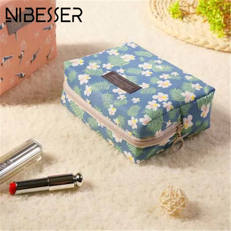 

NIBESSER Fashion Floral Cosmetic Bag Travel Organizer Portable Beauty Pouch Toiletry Zipper Bag Lady Makeup Make Up Wash Bag