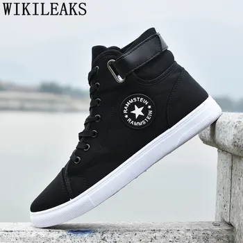 

Hot Sell Spring New Korean High-top Men Shoes Casual Fashion Breathable Canvas Shoes Man Lace-Up Solid Color Flat With Shoes Men