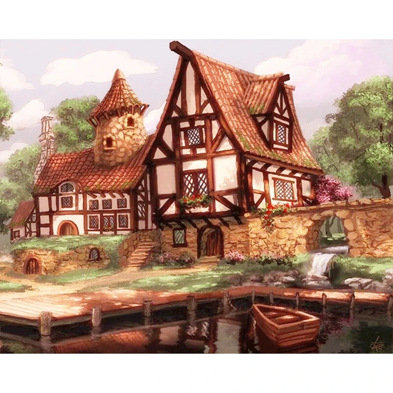 

Full DIY Diamond Painting kit A beautiful wooden house Cross Stitch Diamond Embroidery Patterns rhinestones Mosaic home decor