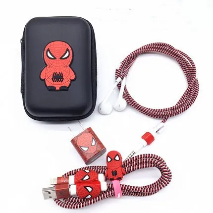Мультфильм USB кабель наушников протектор набор с наушники поле Устройства для сматывания шнуров Наклейки шнур спираль протектор для iPhone 5S 6 6S 7 8