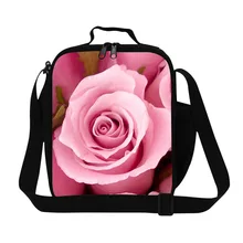 Розовые цветочные обеденные сумки для девочек детские Красивые изолированные обеденные сумки цветочные сумки для еды для работы взрослые контейнер для ланча