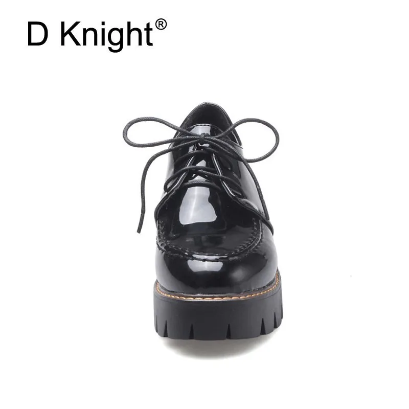D Knight Patent Leather Platform Oxfords Shoes Woman High Square Heels Pumps Shoes Fashion Office Casual Oxford Shoes For Women (8)