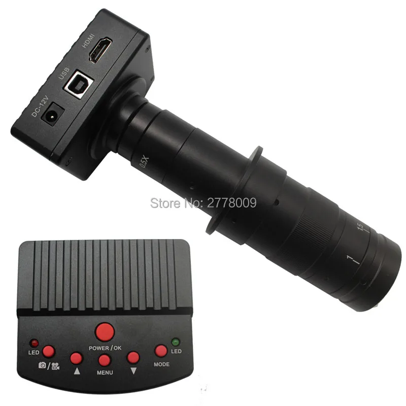 

Full HD 1080P HDMI USB Industrial Digital Microscope Camera SD Card Photo Recording Video+10X-180X C-mount Lens