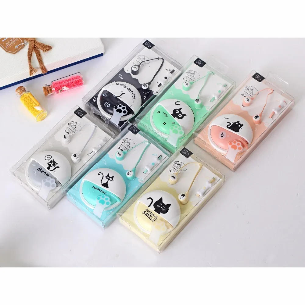 

in-ear earphone headphone cute kitty cat colorful for mp3 mp4 music player cellphone with microphone free shipping to worldwide