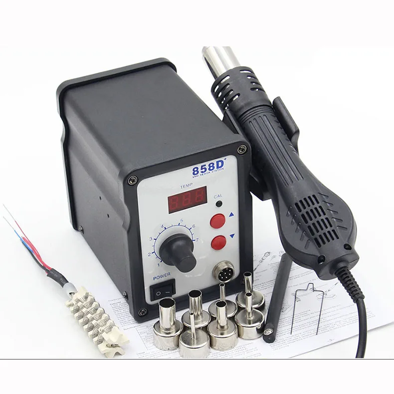 

858D+ 60W Hot Air Gun Desoldering Soldering Rework SMD Station kit Temperature Adjustable Electric Soldering Iron