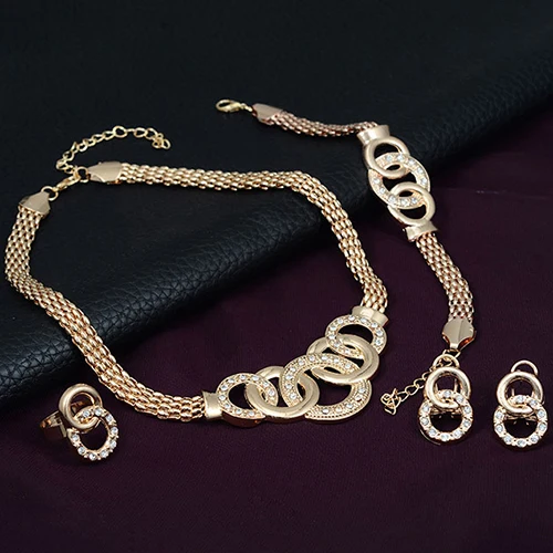 Женский свадебный Кристалл колье ожерелье серьги браслет кольцо «подсвечник» комплект ювелирных изделий A83F