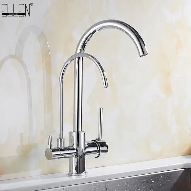 Best Offers Kitchen Faucets Solid Brass Crane For Kitchen Purified Water Filter Tap Three Ways Sink Mixer 3 Way Kitchen Faucet ELM134