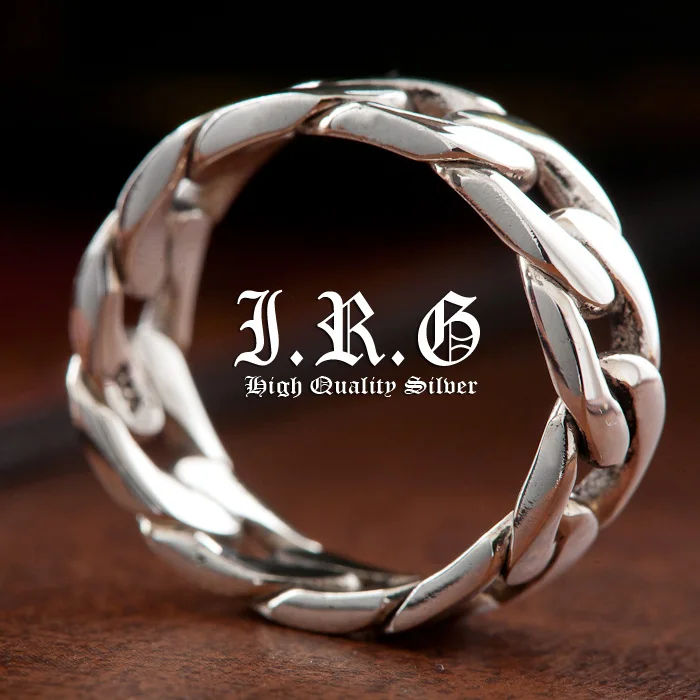 

Silver hot popular personalized 925 the trend of pure silver chain ring male Women finger ring fashion brief