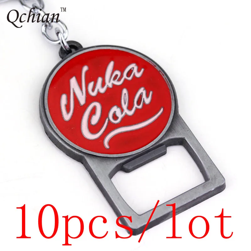 

10pcs/lot Pip Boy Nuka Cola FALLOUT Metal Decoration Pendant Beverage Bottle Opener Keychain Registered Free Shipping