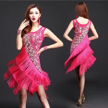 2017 Women Latin Dance Dresses Suits Sequins long Skirt Ballroom/Tango/Rumba/Latin Dresses Clothings For Dancer