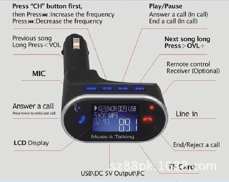 ЖК Bluetooth Автомобильный MP3-плеер fm-плеер Bluetooth динамик телефон USB зарядка для iphone samsung ipod