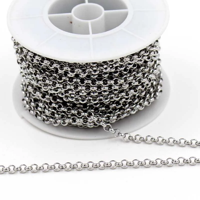 10 м/рулон(4 мм диаметр 1,5 мм толщина) изысканно DIY ожерелье ювелирные аксессуары из нержавеющей стали звенья цепи