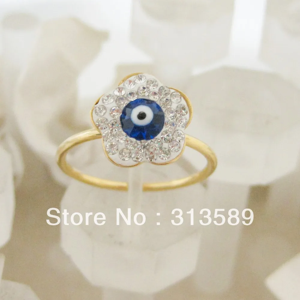 

MIN ORDER 10$/- YELLOW GOLD GP OVERLAY Santa Lucia EYE/ EVIL EYE RING SIZE 8 9 10 FLOWER SHAPE/GREAT GIFT/